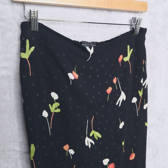 CAROLE ANDERSON Vintage Dark Floral Maxi Wrap Skirt Size S High Slit Mixed Print - Picture 6 of 9